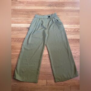 MNG Olive Wide-Leg Trousers